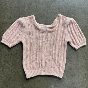 Vintage 90s Parrinello Pink Knit Size Medium Short Sleeve Sweater Top